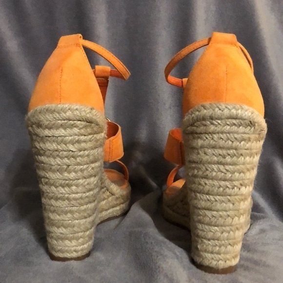 - JustFab Orange Wedge Sandals- Women Size 8 "High Class Affair"‎ - Picture 5 of 8